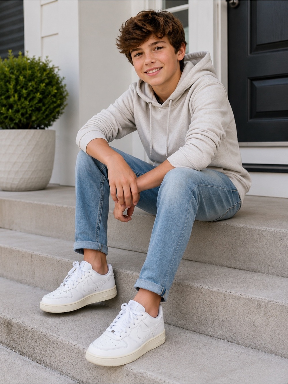 Nike Kids White Low-Top Sneakers with Ivory Sole